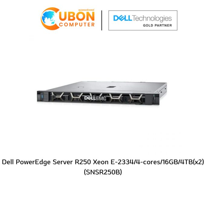 Dell PowerEdge Server R250 Xeon E-2334/4-cores/16GB/4TB(x2)(SNSR250B)